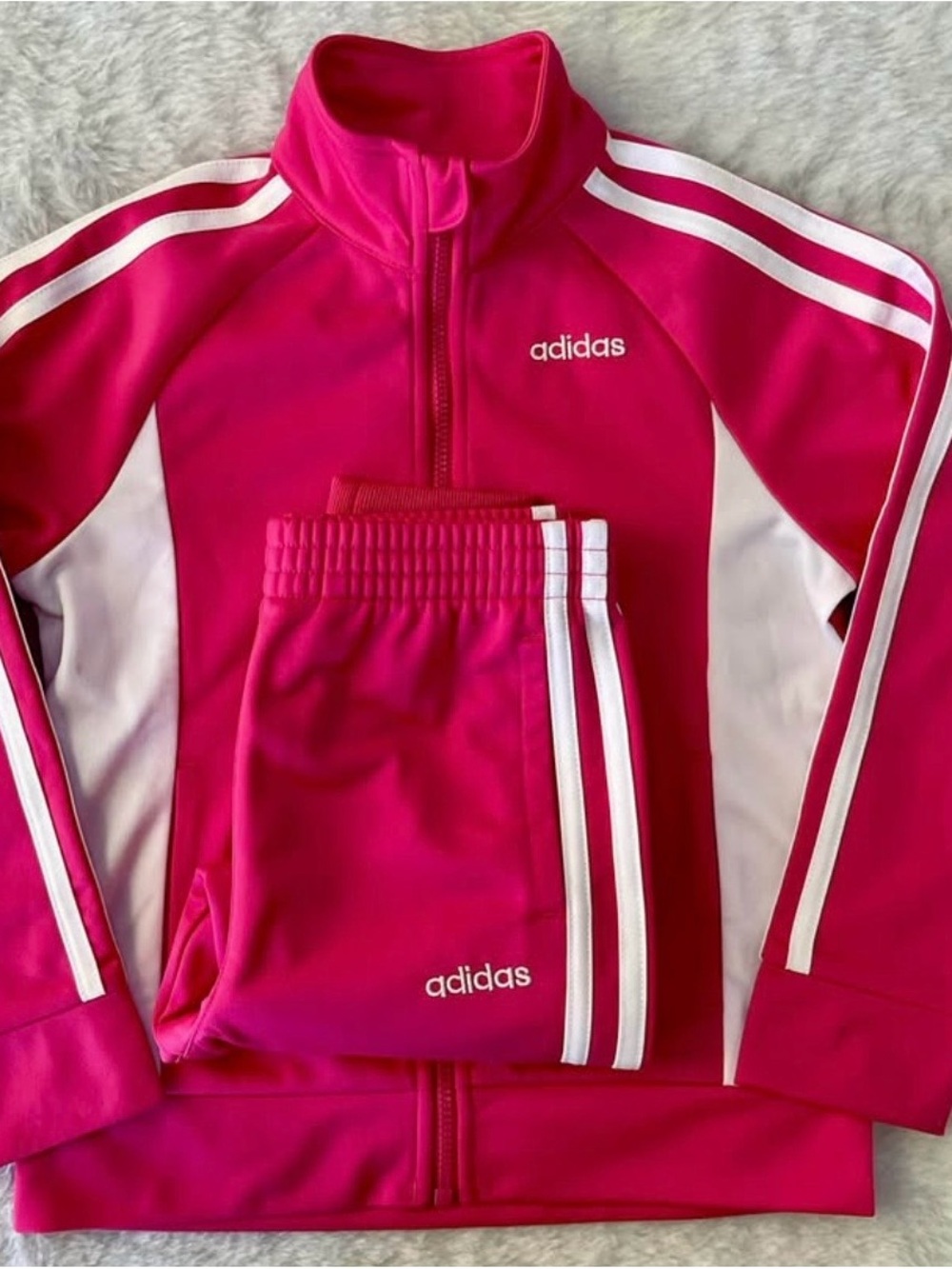 adidas Kids Bright Pink and White Swim Rashguard Set